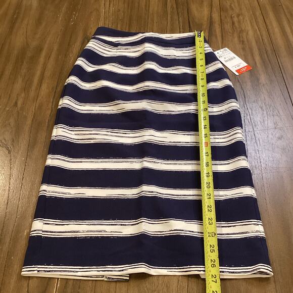 Zara Navy and White stripe fitted straight pencil knee length  skirts XS NWT - Picture 2 of 6